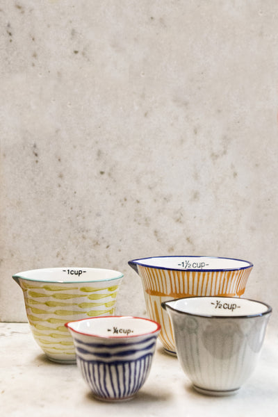 Hand-Painted Stoneware Measuring Cups, Set of 4