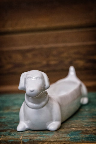 Dachshund ceramic dish for appetizers or crackers